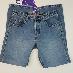 Silver Jeans bootleg distressed button fly    0125